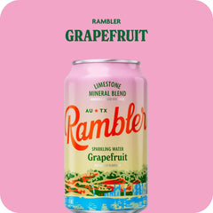 AUTX RAMBLER Sparkling Water, Texas Limestone Mineral Blend, Grapefruit Flavor, 12-Ounce Cans, Three 8-Packs (24 Cans)