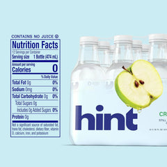 Hint Fruit-Infused Bottled Water, Crisp Apple - Sugar Free Flavored Water with Zero Calories, Naturally Flavored, and No Artificial Sweeteners - 16 Fl Oz (Pack of 12)