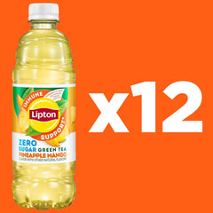 Lipton Immune Support Zero Sugar Iced Tea, Green Tea Pineapple Mango, 16.9 fl oz Bottles, (12 Pack), Vitamin C, Zinc