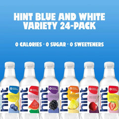 Hint Water Best Sellers Pack & Hint Water White Variety (24 Bottles), Zero Sugar, Sweeteners, and Calories, Flavors: Watermelon, Blackberry, Blueberry Lemon, Strawberry Lemon, Cherry, and Pineapple