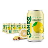 Sanzo Flavored Sparkling Water - Yuzu Lemon Seltzer (with Ginger) - Low Calorie Low Sugar Soda - Craft Asian Drinks - Vegan Gluten Free Carbonated Flavored Water - Fizzy Healthy Drinks - 12oz, 12 Pack