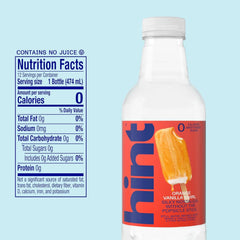 Hint Fruit-Infused Bottled Water, Orange Vanilla Swirl - Purified Water Beverages with Zero Calories, Natural Flavors, and Sugar Free - 16 Fl Oz (Pack of 12)