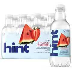 Hint Fruit-Infused Bottled Water, Strawberry Watermelon - Sugar Free Flavored Water with Zero Calories, Naturally Flavored, and No Artificial Sweeteners - 16 Fl Oz (Pack of 12)