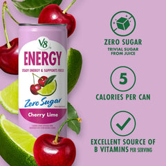 V8 Energy Zero Sugar Cherry Lime Energy Drink 8 fl. oz. Can (6 Pack)