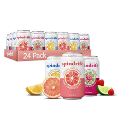 Spindrift Sparkling Water, Core 3 Flavor Variety Pack, Made with Real Squeezed Fruit, 12 Fl Oz Cans, Pack of 24