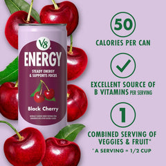 V8 Energy Black Cherry Energy Drink, 8 fl oz Can (6 Pack)