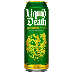 Liquid Death Soda-Flavored Sparkling Water - Severed Lime (Classic Lime Soda), Less Sugar*, Huge Flavor, No Artificial Sweeteners, King Size 19.2 Fl Oz (Pack of 12)