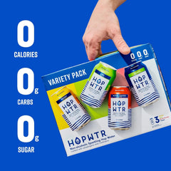 HOPWTR Variety Pack - Sparkling Hop Water, Sugar Free Non Alcoholic Drinks & NA Beer Alternative, Low Carb Adaptogen Drink with Nootropics, Zero Calories Sparkling Water (12 Pack, 12oz Cans)