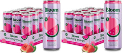 Bloom Nutrition Sparkling Energy Drink, Zero Sugar, 180mg Caffeine | Strawberry Watermelon | 12oz | 24 Pack | Antioxidant-Rich