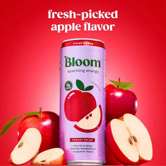 Bloom Nutrition Sparkling Energy Drink - Natural Caffeine, Zero Sugar, 180mg Caffeine - Antioxidant-Rich with Green Coffee Bean, Green Tea Extract, Prebiotics - Crisp Apple - 12oz 12 Pack