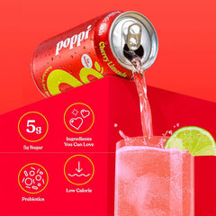 Poppi Prebiotic Soda, Sparkling Water & Fruit Juice, Short List, 12 Oz, 12 Pack