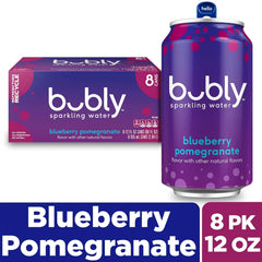 bubly Sparkling Water, Blueberry Pomegranate, Zero Sugar & Zero Calories, 12 Fl Oz Cans (Pack of 8)
