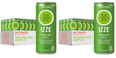 IZZE Sparkling Water Juice Beverage Blend, Apple, No Sugar Added, 8.4 FL OZ, 24 Cans (Pack of 2)