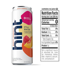 Hint Canned Water, Peach Raspberry - Purified Flavored Water with Zero Calories, Natural Flavors, and Sugar Free - 12 Fl Oz Cans (Pack of 24)