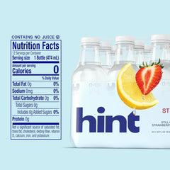 Hint Fruit-Infused Bottled Water, Strawberry Lemon - Sugar Free Flavored Water with Zero Calories, Natural Fruit Essences, and No Artificial Sweeteners - 16 Fl Oz (Pack of 12)