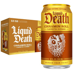Liquid Death Iced Tea - Cinnamon Roll, Less Sugar*, Boost of Caffeine, B Vitamins, No Artificial Sweeteners, 12 Fl Oz (Pack of 12)