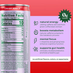 Bloom Nutrition Sparkling Energy Drink - Natural Caffeine, Zero Sugar, 180mg Caffeine - Antioxidant-Rich with Green Coffee Bean, Green Tea Extract, Prebiotics - Crisp Apple - 12oz 12 Pack