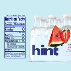 Hint Fruit-Infused Bottled Water, Strawberry Watermelon - Sugar Free Flavored Water with Zero Calories, Naturally Flavored, and No Artificial Sweeteners - 16 Fl Oz (Pack of 12)