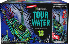 Monster Tour Water by Monster Energy, Sparkling Deep Well Water, 16oz (Pack of 12)