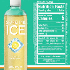 Sparkling Ice Lemonade Variety Pack, Zero Sugar Sparkling Water, with Vitamins and Antioxidants, 17 fl oz, 12 count (Lemonade Flavors: Classic, Raspberry, Peach & Berry)