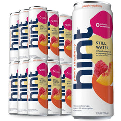 Hint Canned Water, Peach Raspberry - Purified Flavored Water with Zero Calories, Natural Flavors, and Sugar Free - 12 Fl Oz Cans (Pack of 24)