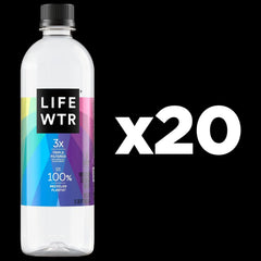 LIFEWTR Premium Purified Water, pH Balanced with Electrolytes, 100% recycled plastic bottles, 20 Fl Oz (Pack of 20)
