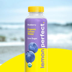 Lemon Perfect Blueberry, Hydrating Flavored Lemon Water, Zero Sugar, Healthy Hydration Drinks, Organic, 15.2oz Bottles (12-Pack)