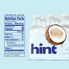 Hint Fruit-Infused Bottled Water, Coconut - Sugar Free Flavored Water with Zero Calories, Naturally Flavored, and No Artificial Sweeteners - 16 Fl Oz (Pack of 12)