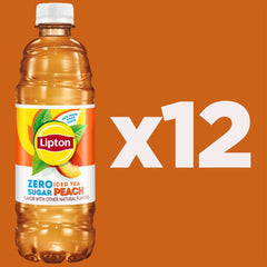 Lipton Zero Sugar Iced Tea, Peach, 16.9 fl oz Bottles, (12 Pack)
