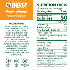 V8 Energy Peach Mango Energy Drink, 8 fl oz Can (12 Pack)