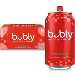 bubly Sparkling Water, Strawberry, Zero Sugar & Zero Calories, Seltzer Water, 12 Fl Oz Cans, Packaging May Vary (Pack of 8)