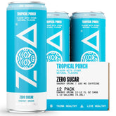 ZOA Zero Sugar Energy Drinks - Tropical Punch | Healthy Energy Formula with Natural Caffeine, Daily Vitamin C, Essential B-Vitamins | Gluten-Free, Keto Friendly | 12 Ounce Cans (Pack Of 12)