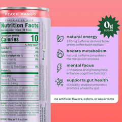 Bloom Nutrition Sparkling Energy Drink - Natural Caffeine, Zero Sugar, 180mg Caffeine - Antioxidant-Rich w/Green Coffee Bean, Green Tea Extract, Prebiotics - 12oz 12 pk