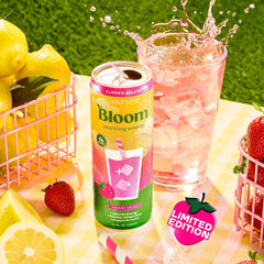 Bloom Nutrition Sparkling Energy Drink - Natural Caffeine, Zero Sugar, 180mg Caffeine - Antioxidant-Rich with Green Coffee Bean, Green Tea Extract, Prebiotics - Summer Splash - 12oz 12 Pack