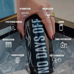 NO DAYS OFF Premium Sparkling Water - 12 Pack,16 fl oz, Unflavored - Ultra-Purified Reverse Osmosis with Gentle Carbonation, BPA-free 100% Recyclable Cans