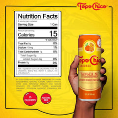 Topo Chico Sabores Tangerine with Ginger Extract Flavored Sparkling Water, 12 fl oz Portable Cans, 8 Pack