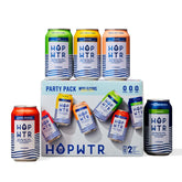 HOPWTR Party Pack - Sparkling Hop Water, Sugar Free Non Alcoholic Drinks & NA Beer Alternative, Low Carb Adaptogen Drink with Nootropics, Zero Calories Sparkling Water (12 Pack, 12oz Cans)