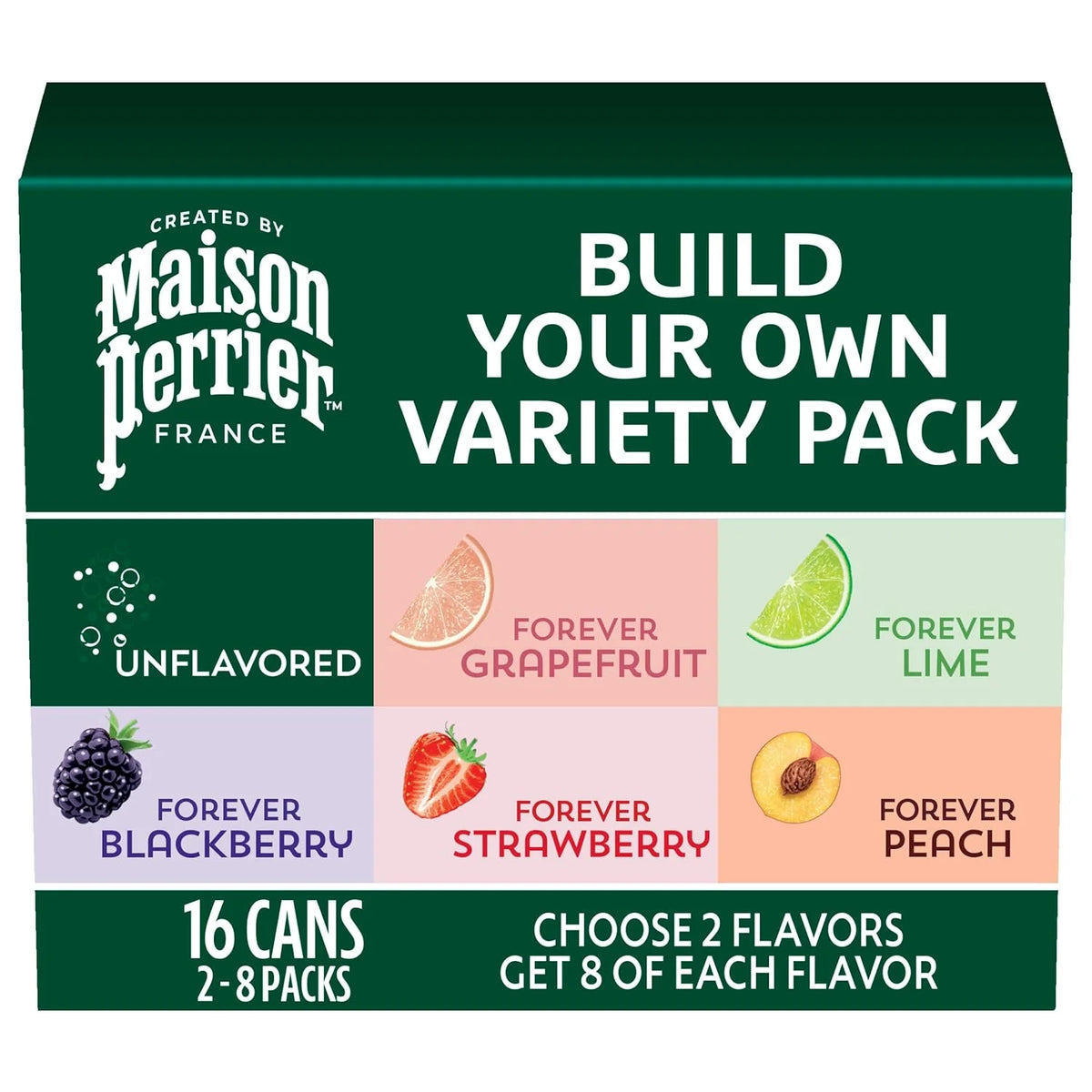 Maison Perrier Build Your Own Variety Pack, Sparkling Water, 11.15 Fl Oz Cans, 16-Pack