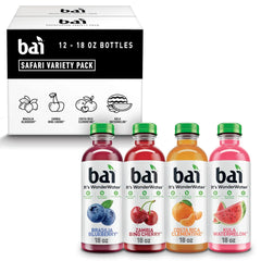 Bai Flavors Variety Pack, Antioxidant Infused Water Beverage, with Vitamin C and No Artificial Sweeteners, 18 fl oz bottles, 12 pack | Antioxidant Infused