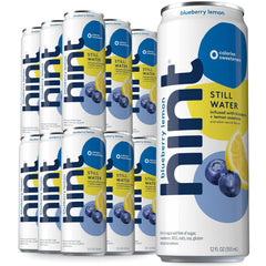 Hint Fruit-Infused Canned Water, Blueberry Lemon - Purified Flavored Water with Zero Calories, Natural Flavors, and Sugar Free - 12 Fl Oz Cans (Pack of 24)