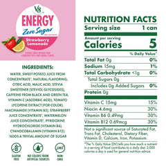 V8 Energy Zero Sugar Strawberry Lemonade, 11.5 fl. oz. Can (12 Pack)