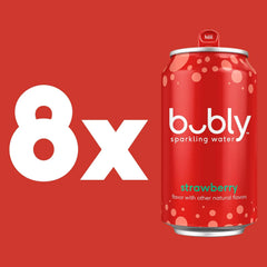 bubly Sparkling Water, Strawberry, Zero Sugar & Zero Calories, Seltzer Water, 12 Fl Oz Cans, Packaging May Vary (Pack of 8)