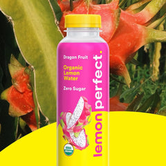 Lemon Perfect Dragon Fruit, Hydrating Flavored Lemon Water, Zero Sugar, Delicious and Refreshing, Organic, 15.2 fl oz Bottles (12-Pack)