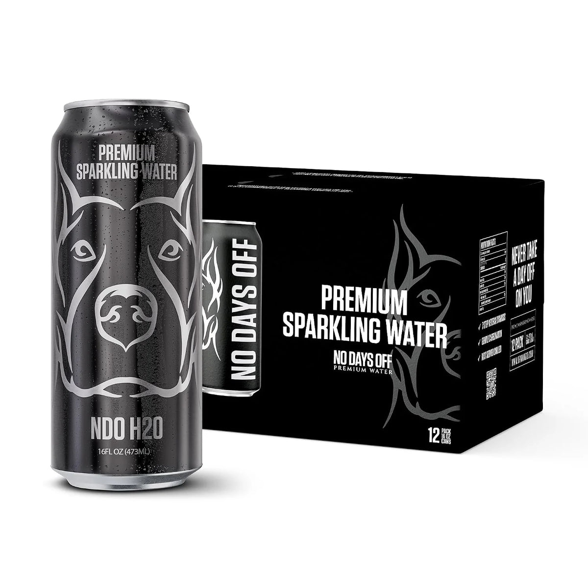NO DAYS OFF Premium Sparkling Water - 12 Pack,16 fl oz, Sparkling (Unflavored) - Ultra-Purified Reverse Osmosis with Gentle Carbonation, Served in BPA-free 100% Recyclable Cans