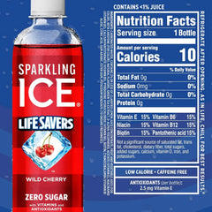 Sparkling Ice® LIFE SAVERS™ Red, White and Blue Variety pack, Zero Sugar Flavored Sparkling Water, with Vitamins and Antioxidants, Low Calorie Beverage, 17 fl oz Bottles (Pack of 12)