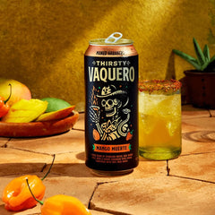 Thirsty Vaquero, Mango Habanero Flavored soda (Mango Muerte), Mexican-inspired soda, Real Fruit Juice & Savory Spices, Made with Organic Agave, Low Calorie, Natural Juice, 16 oz Cans, 12-Pack