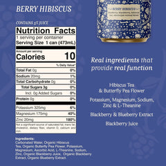 Corpse Reviver: Electrolyte Hydration Drink | Organic, Non-Alcoholic, 175mg Magnesium, 325mg Potassium, 75mg L-Theanine, 20mg Zinc, 20mg Sodium (Canned Flavored Sparkling Water), Berry Hibiscus 12-Pack