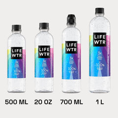 LIFEWTR Premium Purified Water, pH Balanced with Electrolytes, 100% recycled plastic bottles, 20 Fl Oz (Pack of 20)