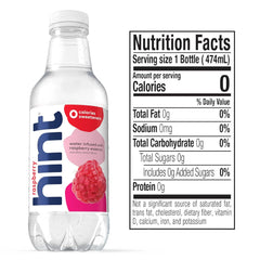Hint Flavored Bottled Water, Raspberry - Purified Water Beverages with Zero Calories, Natural Flavors, and Sugar Free - 16 Fl Oz (Pack of 12)
