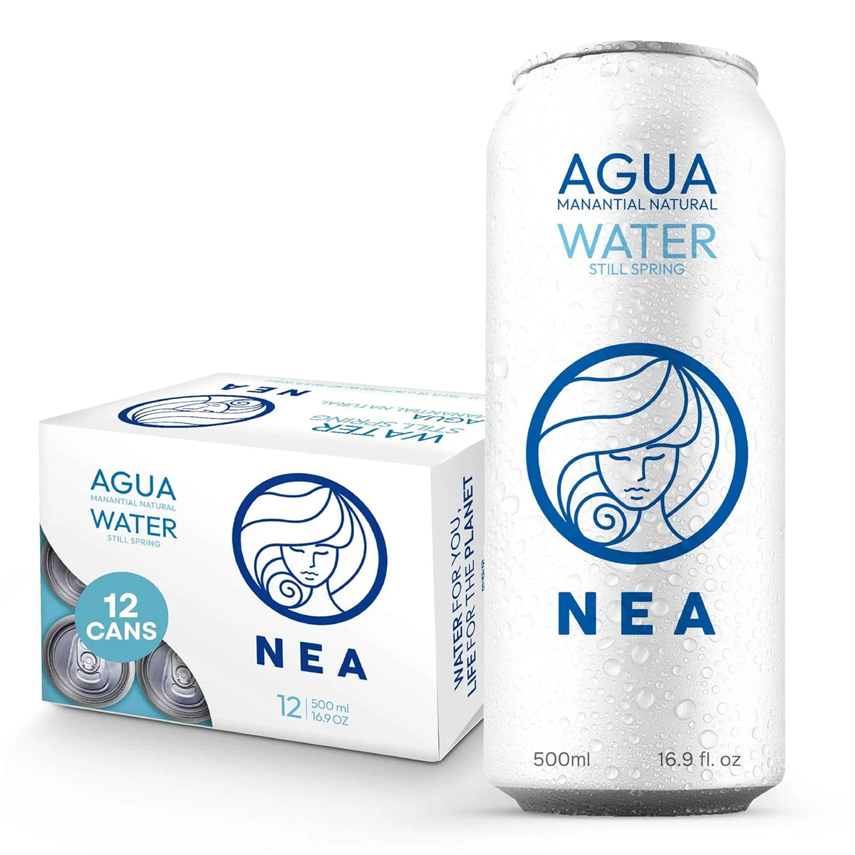 NEA Canned Water — Austrian Alps Natural Spring Water in BPA-Free Aluminum Cans — Plastic-Free, No Metallic Taste, Supports Coral Reef Restoration — 16.9 fl oz (12-Pack)